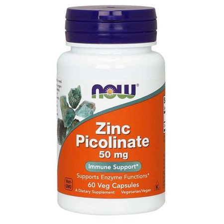 Now Foods Cynk Pikolinian 50mg na wsparcie odporności  60 kaps.