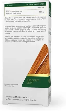 Medica Herbs Vilcacora Cat's Claw 500mg na wsparcie odporności 60 kaps.