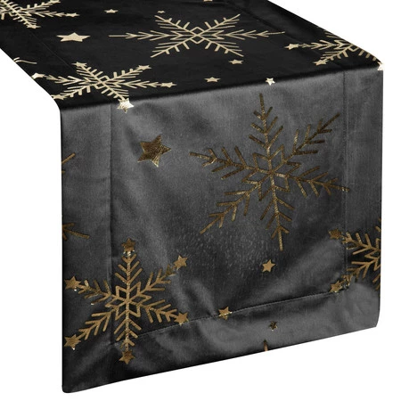 Bieżnik świąteczny rozm.: 40 x 140cm, kolor czarny z szampańskim nadrukiem