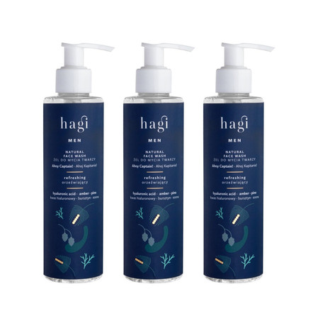 Zestaw: 3x Hagi Men - Naturalny żel do mycia twarzy orzeźwiający Ahoj Kapitanie 200ml