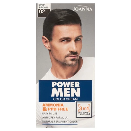 Power Men Color Cream 3in1 farba do włosów brody i wąsów 02 Dark Brown 30g