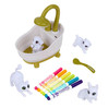 Crayola Figurki do malowania i mycia - zestaw zwierzątka 4 szt, flamastry zmywalne 6 szt., szczoteczka, wanna Washimals Kotki Glam 3+