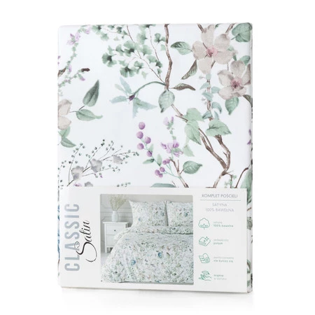 Komplet Pościeli Satynowej Spring 56 160 x 200 cm, Biały