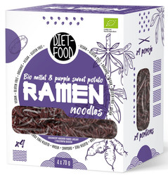 MAKARON (JAGLANO - RYŻOWY Z BATATEM FIOLETOWYM) RAMEN BEZGLUTENOWY BIO 280 g - DIET-FOOD