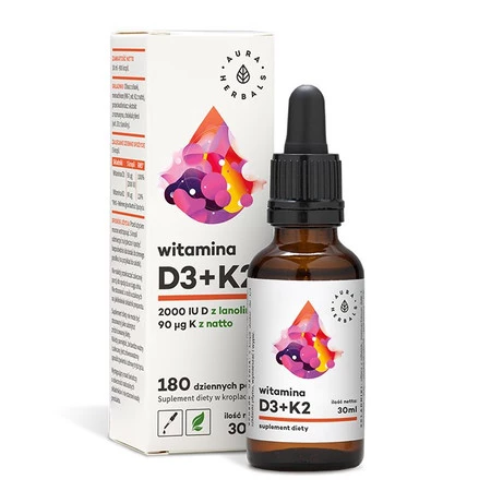 Aura herbals - Witamina D3 + K2 w kroplach - 30 ml