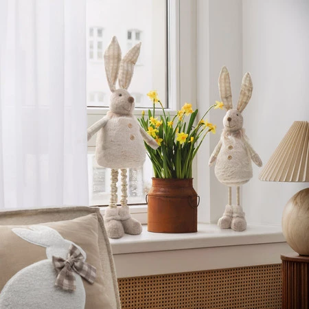 Ozdoba Wielkanocna, Figurka Królik, kolor beżowy, rozmiar 16 x 11 x 52 cm