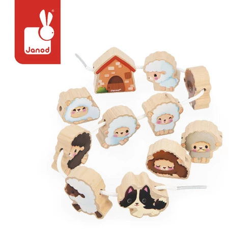Janod Nawlekanka z drewnianymi owieczkami Farma 2+