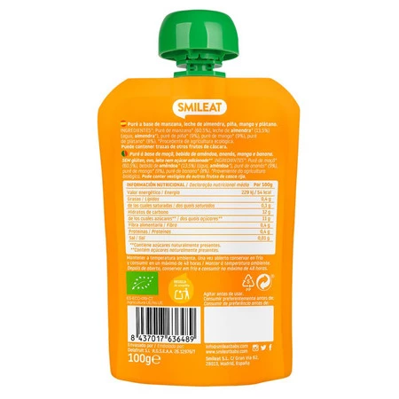 Smileat, BIO Mus z ekologicznymi migdałami, mango i ananasem, 100g