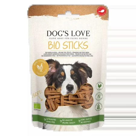 DOG'S LOVE BIO sticks - miękkie patyczki z ekologicznego mięsa kurczaka przysmaki dla psa (150g)