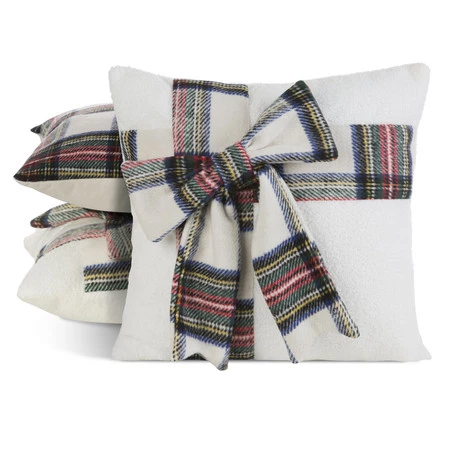 świąteczna poszewka dekoracyjna z ozdobną kokardą szerokość: 45 cm, długość: 45 cm, kolor: kremowy