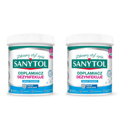 Zestaw: 2x SANYTOL Odplamiacz dezynfekujący w proszku do białych tkanin 450g