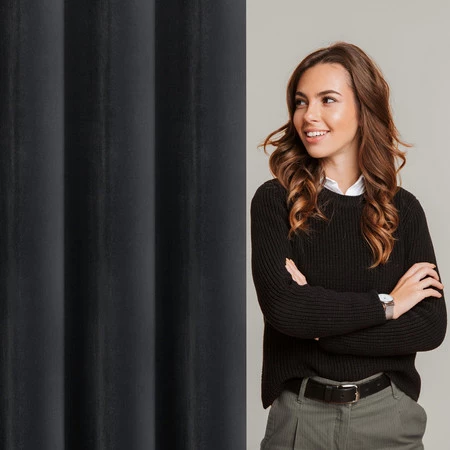 Zasłona gotowa Nita 140 x 250 cm, Czarny