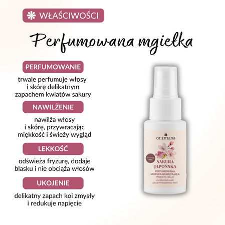 Orientana Sakura Perfumowana mgiełka nawilżająca do ciała i włosów 50ml
