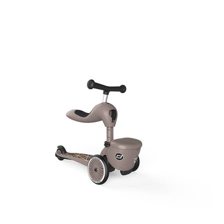 SCOOTANDRIDE Highwaykick 1 Lifestyle 2w1 Jeździk i hulajnoga z zamykanym schowkiem 1-5 lat Brown Lines