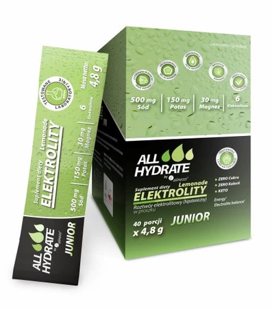 ALLHydrate Elektrolity Sticks JUNIOR Lemoniada 4,8g x 40 sasz.