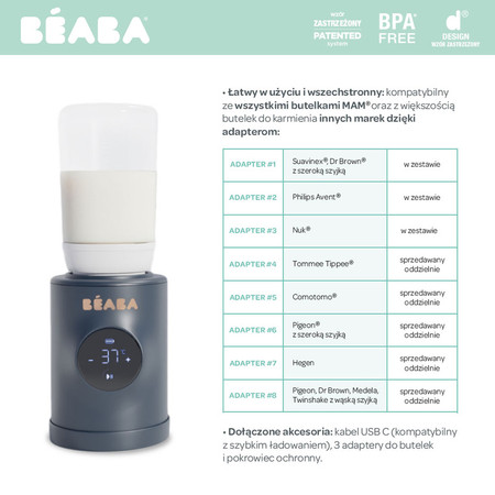 Beaba Przenośny podgrzewacz do butelek z funkcją mieszania 2w1 Milk Nomad Night Blue