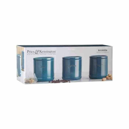 PK - Zestaw 3 pojemników ceramicznych, tealblue, A