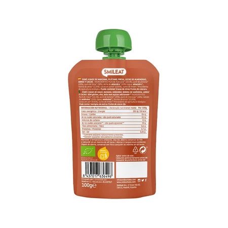 Smileat, BIO Mus z migdałami, kakao i truskawkami 9m+, 100g