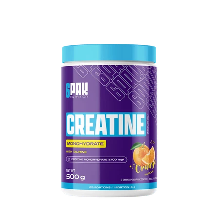 6PAK CREATINE MONOHYDRATE 500g JAR ORANGE