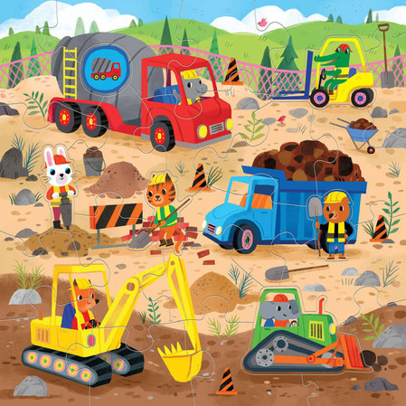 Mudpuppy Puzzle podłogowe Plac budowy z unikalnymi kształtami 25 elementów 2+
