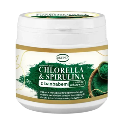 Asepta Chlorella & Spirulina z baobabem 150 g