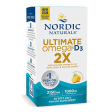 Nordic Naturals Ultimate Omega-D3 2X Omega-3 kwasy tłuszczowe EPA i DHA 2150 mg 60 kaps. smak cytryna