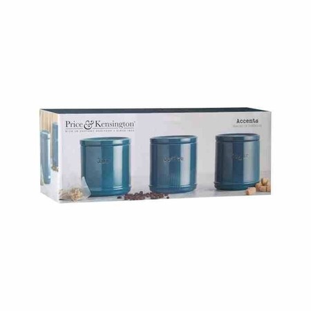 PK - Zestaw 3 pojemników ceramicznych, tealblue, A