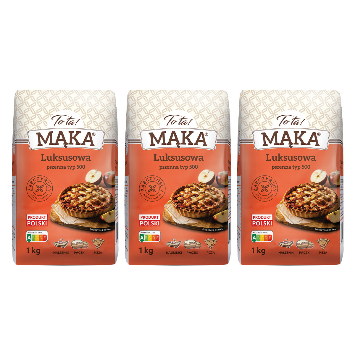 Zestaw 3x ToTa! Mąka pszenna luksusowa typ 500 - 1 kg - Nabea.pl