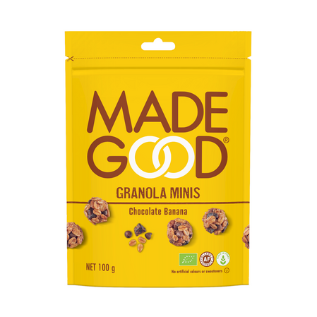 GRANOLA KULKI Z CZEKOLADĄ I BANANEM BEZGLUTENOWE BIO 100 g - MADEGOOD KRÓTKA DATA 2026-07-06