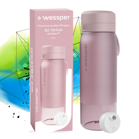 Wessper Butelka filtrująca na wodę Tritanowa TRITAN Actitex różowa 700 ml
