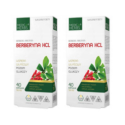 Zestaw 2x MEDICA HERBS Berberyna HCL 500mg, 40 kaps.