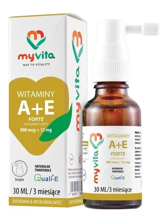 MyVita - Witamina A+E (800 mcg + 12 mg) - Krople forte - 30 ml 