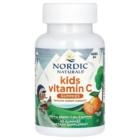 Nordic Naturals Kids Vitamin C witamina C na wsparcie odporności 60 żelek smak mandarynka