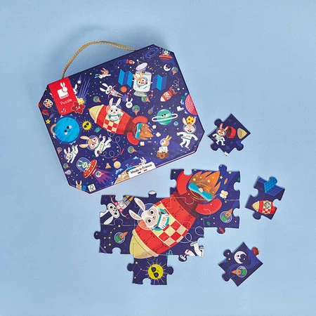 Janod Puzzle w walizce Rakieta kosmiczna 54 elementy 5+, Made in France