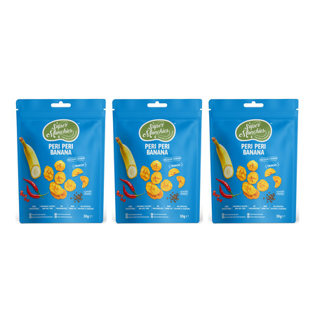 Zestaw: 3x Super Munchies Chipsy Bananowe Peri Peri 30g