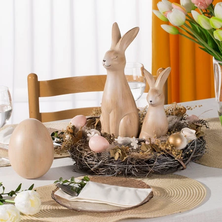 Ozdoba Wielkanocna, Figurka ceramiczna, kolor beżowy, rozmiar 12 x 10 x 33 cm