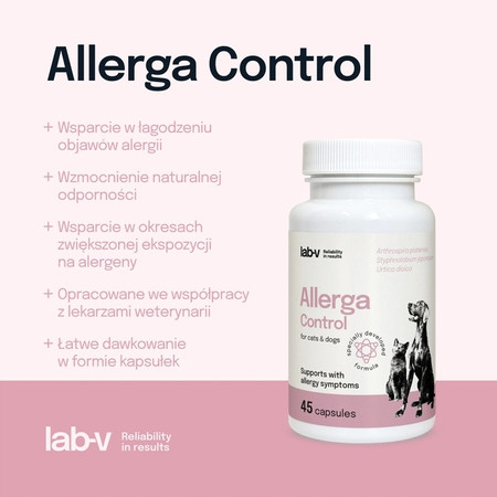 Lab-V Allegra Control wsparcie przy objawach alergii dla psów i kotów 45 kaps.