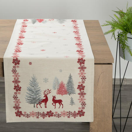 Obrus gobelinowy ze świątecznym wzorem rozm.: 45 x 140 cm, kolor: kremowy