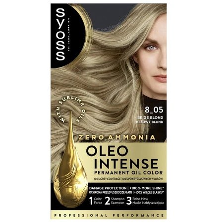 Oleo Intense farba do włosów trwale koloryzująca z olejkami 8-05 Beżowy Blond
