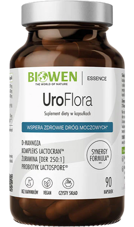 Biowen UroFlora D-Mannoza + Żurawina + Pokrzywa + Probiotyk na wsparcie układu moczowego 90 kaps.