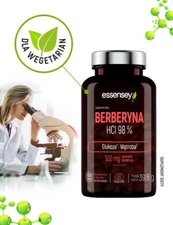 Essensey Berberyna HCl 98% 500 mg + Piperyna 60 kaps.
