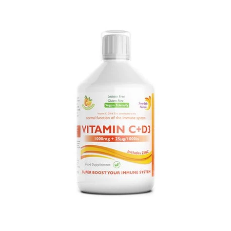 Swedish Nutra Vitamin C+D3 wspiera układ odpornościowy 500ml