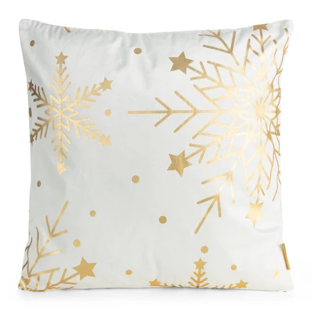 świąteczna poszewka welwetowa z ozdobnym nadrukiem foliowym szerokość: 45 cm, długość: 45 cm, kolor: biały