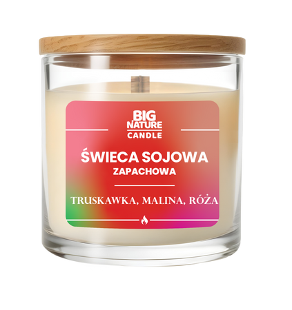 Big Nature Świeca sojowa o zap. Truskawka, Malina i Róża 155g