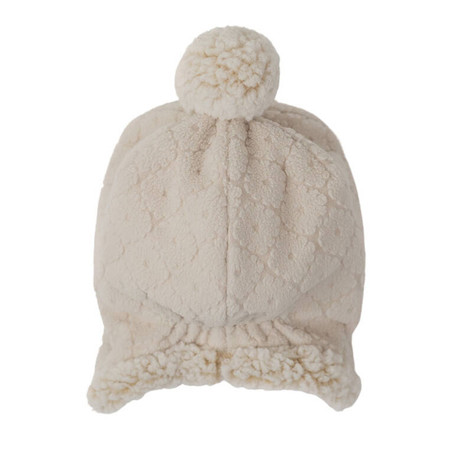 Lodger Dwuwarstwowa zimowa czapeczka z polaru jasnobeżowa Fleece Birch 6-12 m