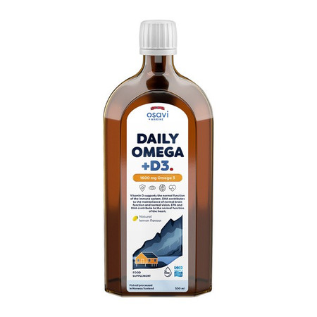 Osavi Daily Omega + D3 (Marine), 1600mg Omega 3 smak cytryna 250 ml.