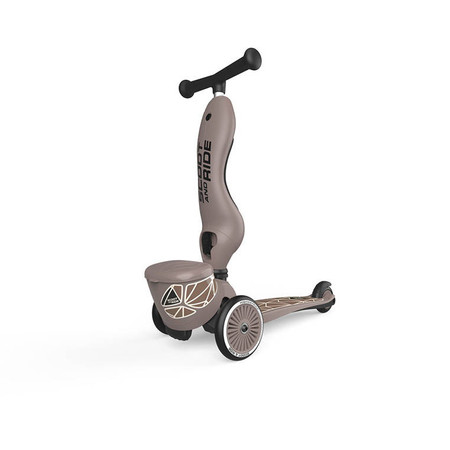 SCOOTANDRIDE Highwaykick 1 Lifestyle 2w1 Jeździk i hulajnoga z zamykanym schowkiem 1-5 lat Brown Lines