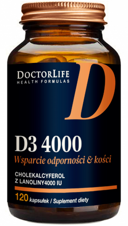  Doctor Life D3 2000 z Lanoliny w oliwie z oliwek suplement diety 120 kaps.