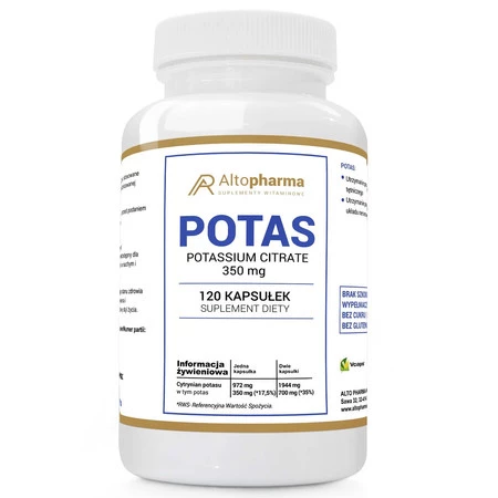 Potas cytrynian potasu 350mg suplement diety 120 kapsułek