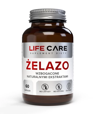 Life Care Żelazo wzbogacone naturalnymi ekstraktami 60kaps.